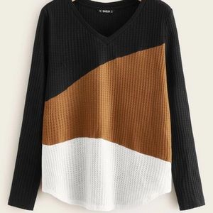 Colorblock Waffle Knit Tee